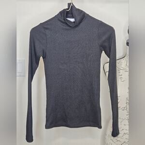 Beleu Ribbed Black Long Sleeve Mock Turtleneck Top Size S